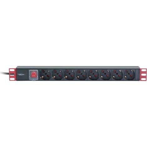 Techly Professional Multipresa 8 Posti da Rack 19'' Spina Italiana con Interruttore 1U Cavo 3m (1/5)