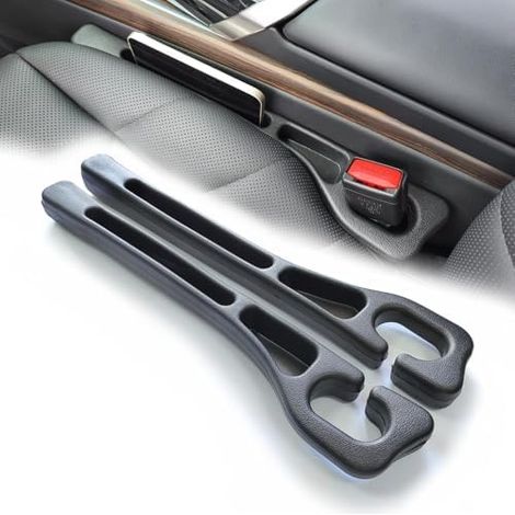 Lot de 2 coussinets anti-chute pour sièges auto Wuzno, utilisés pour combler l'espace entre les sièges et la console centrale, coussinets noirs pour sièges auto.