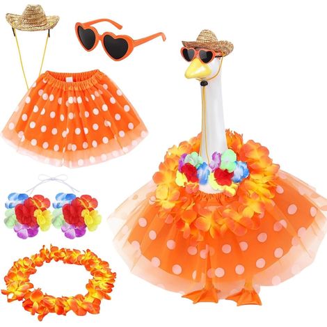 Türgans Sommer Outfit Gartenfiguren Kleidung Rasen Gans