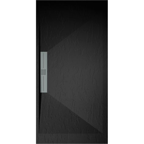 Receveur de douche 70x140 cm extra plat EDIS en résine surface ardoisée noir Grille inox