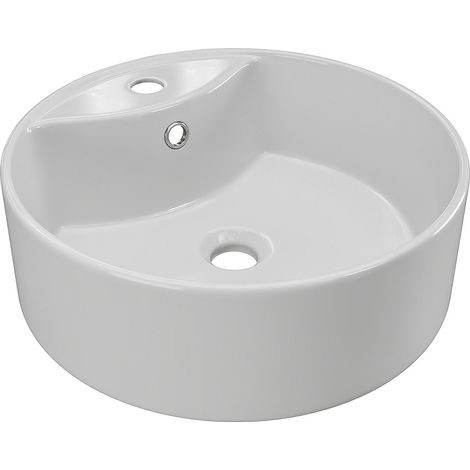 Vasque à poser blanche ronde en céramique - 40 cm - DARINI (1/4)