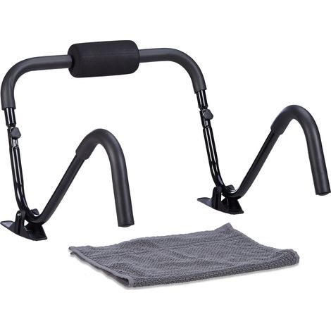 Relaxdays Ab Roller Stomach Trainer, with Stand, Abdominal Muscle Exerciser, 50 x 60 x 50 cm, Six Pack Fitness Trainer, Black