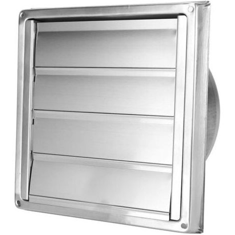 Sortie d'air Carrée Mobile 150mm Couvercle de Ventilation D'extracteur de Sortie de Hotte Murale Extérieure en Acier Inoxydable avec Persiennes Actives Adapté à la Cuisine,de dyk.Trywise (1/4)