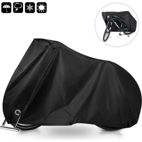 MINKUROW Copribiciclette Impermeabile 210t Garage Per Bici Con Buchi Della Serratura Copri Bici Impermeabile Polvere Pioggia Neve Protezione Uv 200x70x110cm Con Borsa (Nero) (1/5)