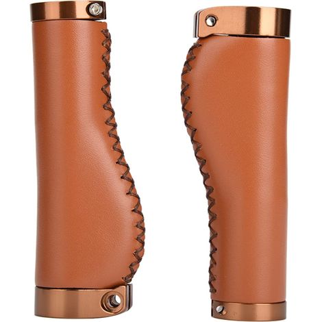 Paire Poignées de Vélo en Cuir Couvre-Guidon Rétro en Cuir PU pour Vélo(Brun)