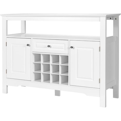 Credenza da cucina 117 x 40,5 x 82,5 cm con 1 cassetto portabottiglie rimovibile design moderno in MDF bianco 200010800
