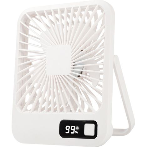 Mini ventilateur de bureau rechargeable Jisu, ultra-silencieux, portable, pliable, blanc, pour bureaux et chambres d'étudiants (1/5)