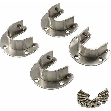 Lot de 4 supports de tringle en acier inoxydable 304 très résistants et étanches pour armoire - Largeur d'ouverture : 19 mm