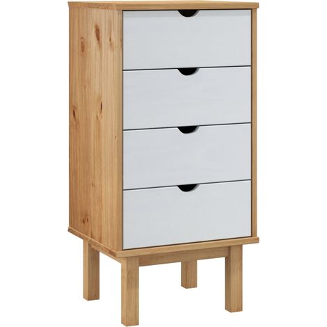 Cajonera OTTA madera maciza de pino marrón y blanco 45x39x90 cm vidaXL