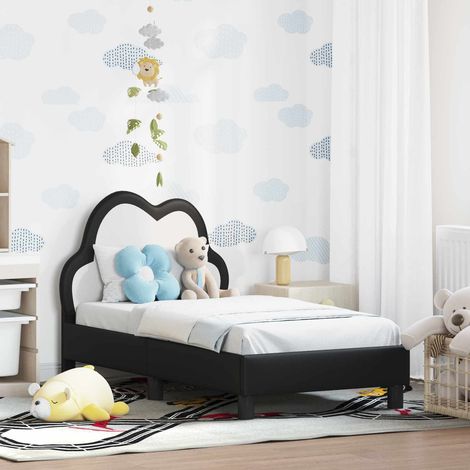 Estructura de cama para niños pequeños con cabecera Negro PU