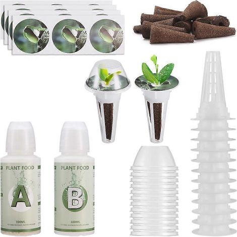 Kit de capsules de graines compatibles Aerogarden avec 12 paniers, coton, couvercles, autocollants et engrais (1/5)