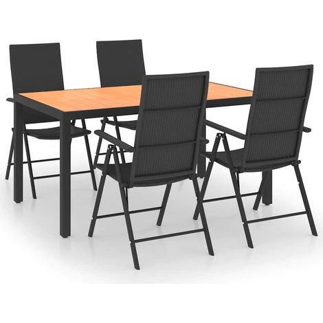 Maison Exclusive - 5-tlg. Garten-Essgruppe Schwarz und Braun (1/5)