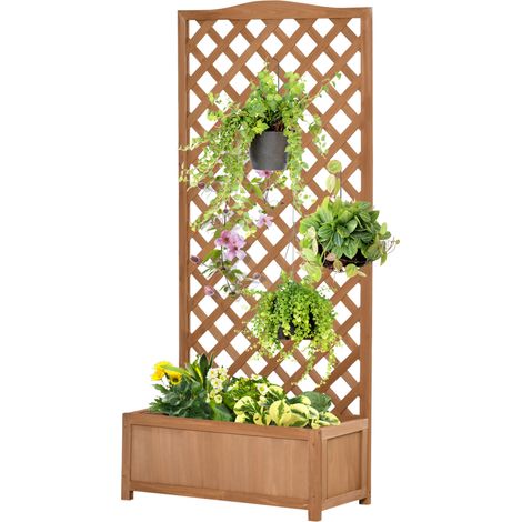 Wooden Planter Trellis, Freestanding Raised Bed for Garden Lattice, Outdoor Planter Bo for Climbing Plants, Vines, Flowers, 76 36 170 cm, Brown (1/5)