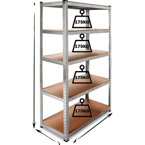 Étagère de rangement, 5 niveaux, conception robuste, 170x75x30cm-Argent (1/2)