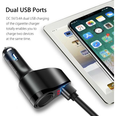 Chargeur Voiture 2 Ports USB 12V-24V Adaptateur Allume-Cigare Prise Splitter (1/3)