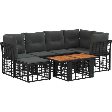 Set Divano da Giardino 7 pz Nero e Grigio scuro polyrattan vidaXL (1/5)