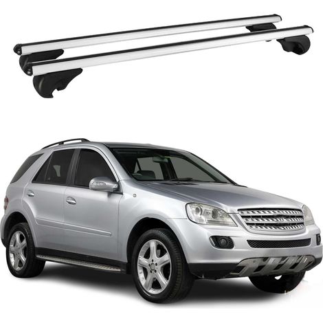 OMAC Aluminium Dachträger Querträger für Mercedes M Klasse W164 2006-2011 – TÜV / DIN 75302:2019 – Abschließbar – Max. 75 kg – 2 Stangen Silber (1/5)