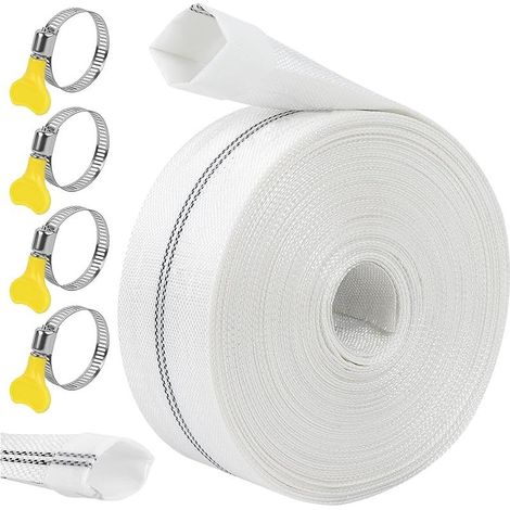 Tuyau Refoulement 1 1/2" Tuyau Plat Tuyau En Tissu 38mm 20m Avec 4 Clips pour Pompes à Eau Submersibles Et Bassin De Drainage Irrigation De Jardin Bain à Remous Piscine Ou Puisard (1/5)