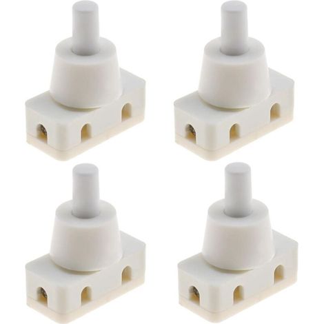 4x Interrupteur à Bouton-poussoir Marche/Arrêt Pressostat Encastré avec Fil et Capuchon à Vis 220V 60HZ 10A pour Lampe de Bureau Refroidisseur d'air Diamètre de Montage Plastique Blanc (1/4)