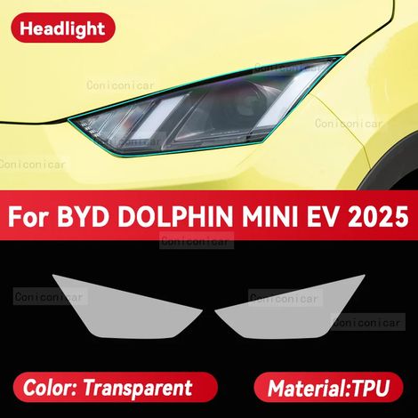 (A, Transparent) Convient pour BYD Dolphin MINI Electric 2025 Film de protection pour phares de voiture avant, en TPU transparent anti-rayures (1/4)