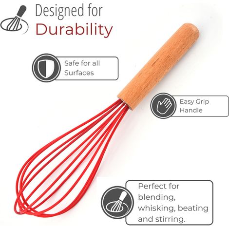 Fouet En Silicone Avec Manche En Bois - Pour Pâte À Crêpes Oeufs Blancs Gâteaux - 1 Pièce (1/5)
