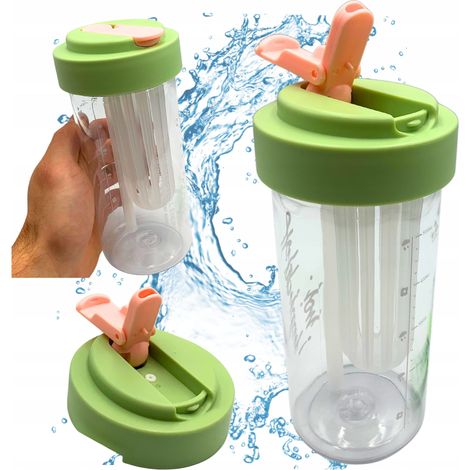 Botella de agua con pajita, resistente y con filtro graduado de 600 ml. (1/5)