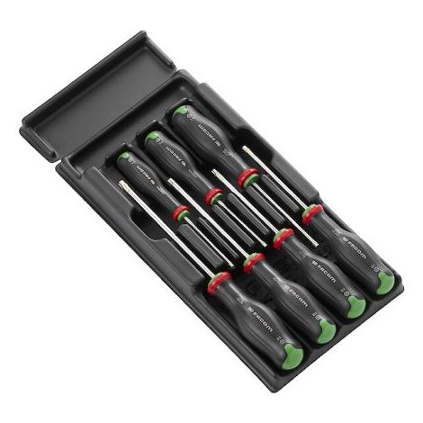 Facom – Jeu de tournevis standard 7 pièces – Pour vis à tête cruciforme – Longueur 100mm – Largeur 5mm – Acier au chrome vanadium