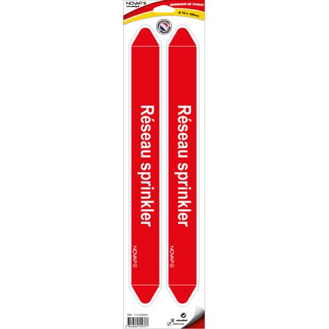 Planche de 2 marqueurs de tuyauterie 450 x 52 mm pour Ø 70 à 100 mm - Réseau sprinkler - 4702377