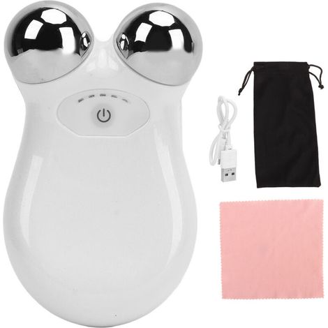 Appareil de Microcourant Anti-Rides, 5 Modes de Massage pour Raffermir la Peau, Rouleau Sculptant Visage Blanc (1/5)