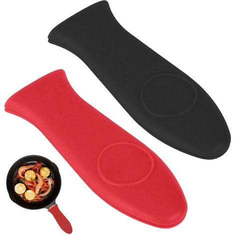 2Pcs Supports En Silicone pour Poignée de PoêLe, Support de Poignée Chaude en Silicones, Poignee Silicone Casserole, Manchons de Protection Antidérapants, pour Poêles et Casseroles en Fonte (1/5)