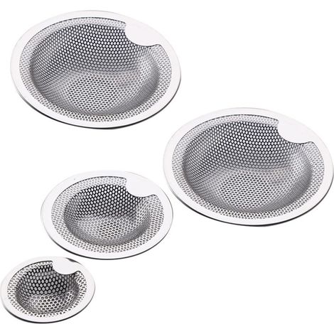 Filtre attrape-cheveux pour baignoire en acier inoxydable, crépine d'évier, protections de drain, lot de 4 (1/5)