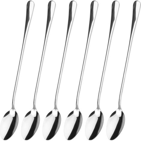 Lot de 6 Cuillères à Café en Acier Inoxydable à Long Manche,19.5 cm Petite Cuillère à Dessert,Cuillere Longue,Cuillère à Café Longue,Petites Cuillères pour Latte Café, Expresso, Chocolat Chaud (1/5)