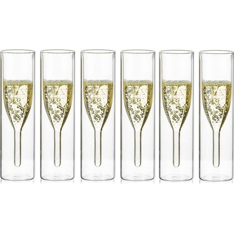 6 Flûtes à champagne double paroi – Verre borosilicate