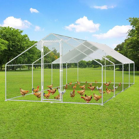 Wolketon Pollaio 3×8×2 m – Recinto per piccoli animali, voliera esterna, gabbia per polli in acciaio zincato