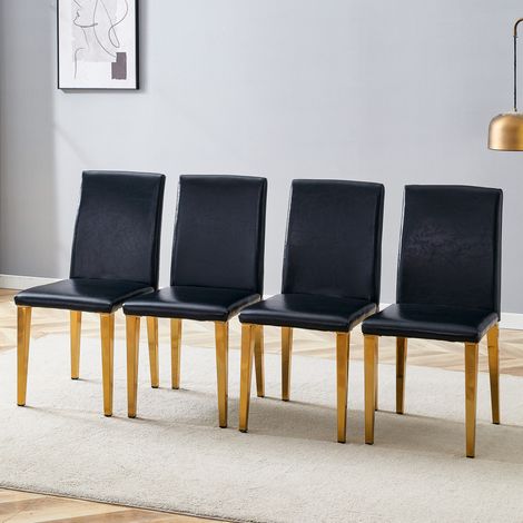 Set 2 sedie sala da pranzo in PU e metallo nero oro OKMYHOME (1/5)