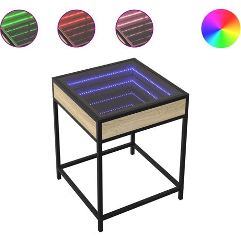 Table basse Table de salon Table de café avec LED Infinity chêne sonoma 40x40x51 cm (1/5)