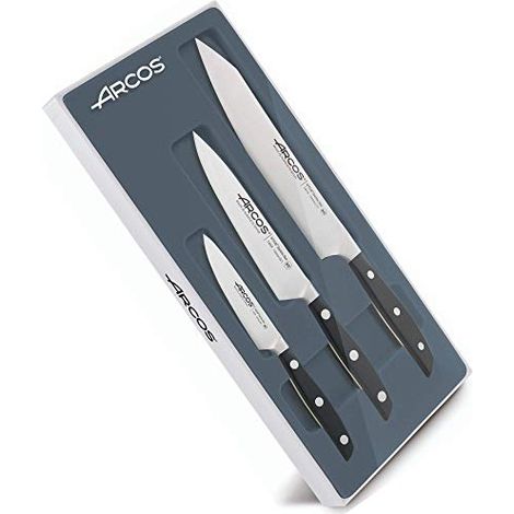 Arcos Set di coltelli da cucina 3 pezzi serie Mahatthan con lama in acciaio inox NITRUM (1/4)
