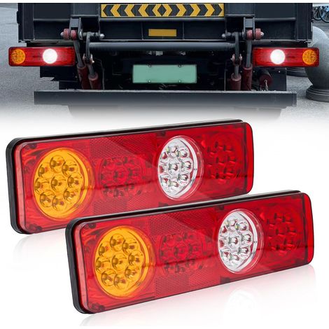 2 x LED Rear Light, 12 V LED Light for Truck Trailer Tail Lights Indicator Brake Stop Light for Caravan, Truck, Camper (Model 2) (1/5)