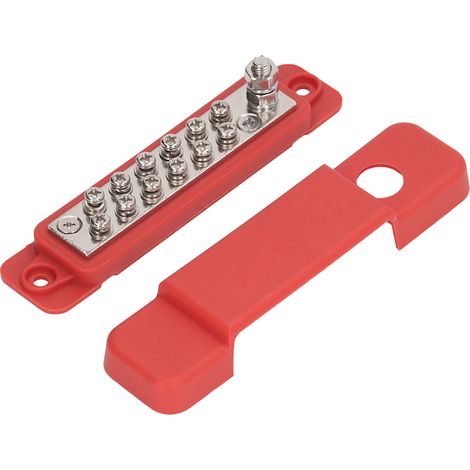 Bornier de distribution électrique à 12 bornes avec couvercle pour caravane ou yacht, 48 V CC, 150 A, rouge (1/5)