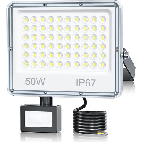 Outdoor LED Motion Detector Floodlight, 50 W, Waterproof IP67 5000LM Cool White 6500 K for Gardens (1/5)