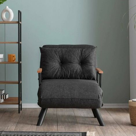 Sessel Keoni, Relaxstuhl, Armlehnen, Belastbarkeit 100 kg, 60x78x78h cm, Aschgrau (1/5)
