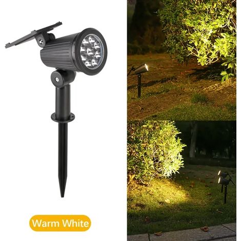 (2 pièces - Lumière chaude) ZILVIX 1-2 projecteurs solaires extérieurs à 9 LED IP65 avec prise au sol, luminosité réglable, pour jardin, allée, terrasse et pelouse. (1/5)
