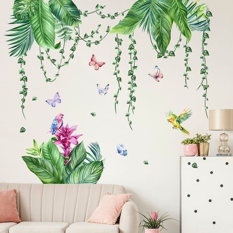 CCYKXA Wall Stickers Green Tropical Leaves Green Wall Sticker Hanging Vine Wall Decor Bedroom Living Room Office (1/4)