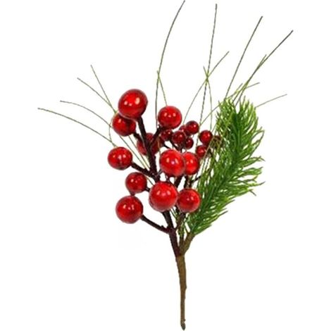 Decorazioni natalizie addobbi per Albero di Natale Pick con foglia bacche rosse regalo ghirlande casa negozi vetrine cm 19 - PEZZI: 6 PEZZI (1/4)