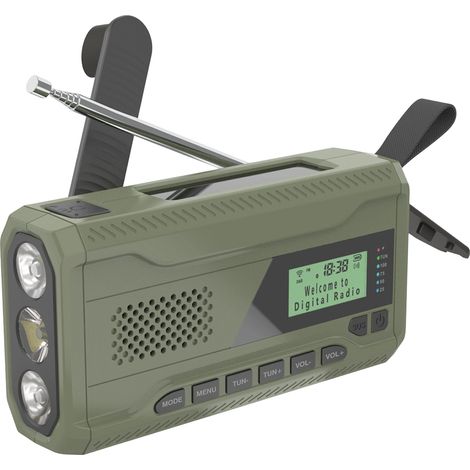 Radio - FM DAB Bluetooth - Solaire Manivelle Dynamo - Lampe Torche SOS - Banque Puissance 4500 mAh - Pour Camping Extérieur Survie - 1 Pièce