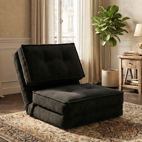 Fabulcozy Divano Letto, Divano Letto Singolo con Schienale Regolabile – Divano Modulare per Soggiorno, Camera da Letto o Studio – Rivestimento in Tessuto a Coste Rimovibile – Struttura in Acciaio – 20