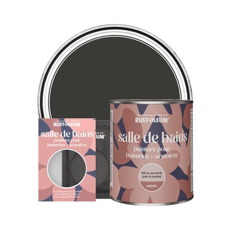 Peinture pour Boiseries & Armoires de Salle de Bains, Finition Satinée - Magie Noire (1/2)