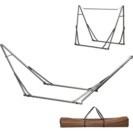 Support de Hamac Pliable, Cadre de Hamac Portable 2-en-1 Réglable avec Sac de Transport et Structure en Acier, Noir - Idéal Jardin et Camping (1/5)