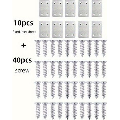 Support Métallique - Acier Inoxydable - Pour Fixation et Raccordement de Meubles - Lot de 10 Pièces avec Vis (1/4)