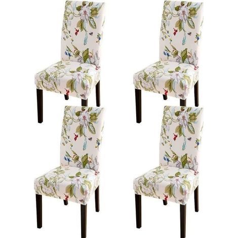 Housse De Chaise Salle Manger ImpriméE Extensible Dossier Haut Protection Salon HôTel CéRéMonie DéCor Amovible Lavable 4Pcs-a12 (1/4)